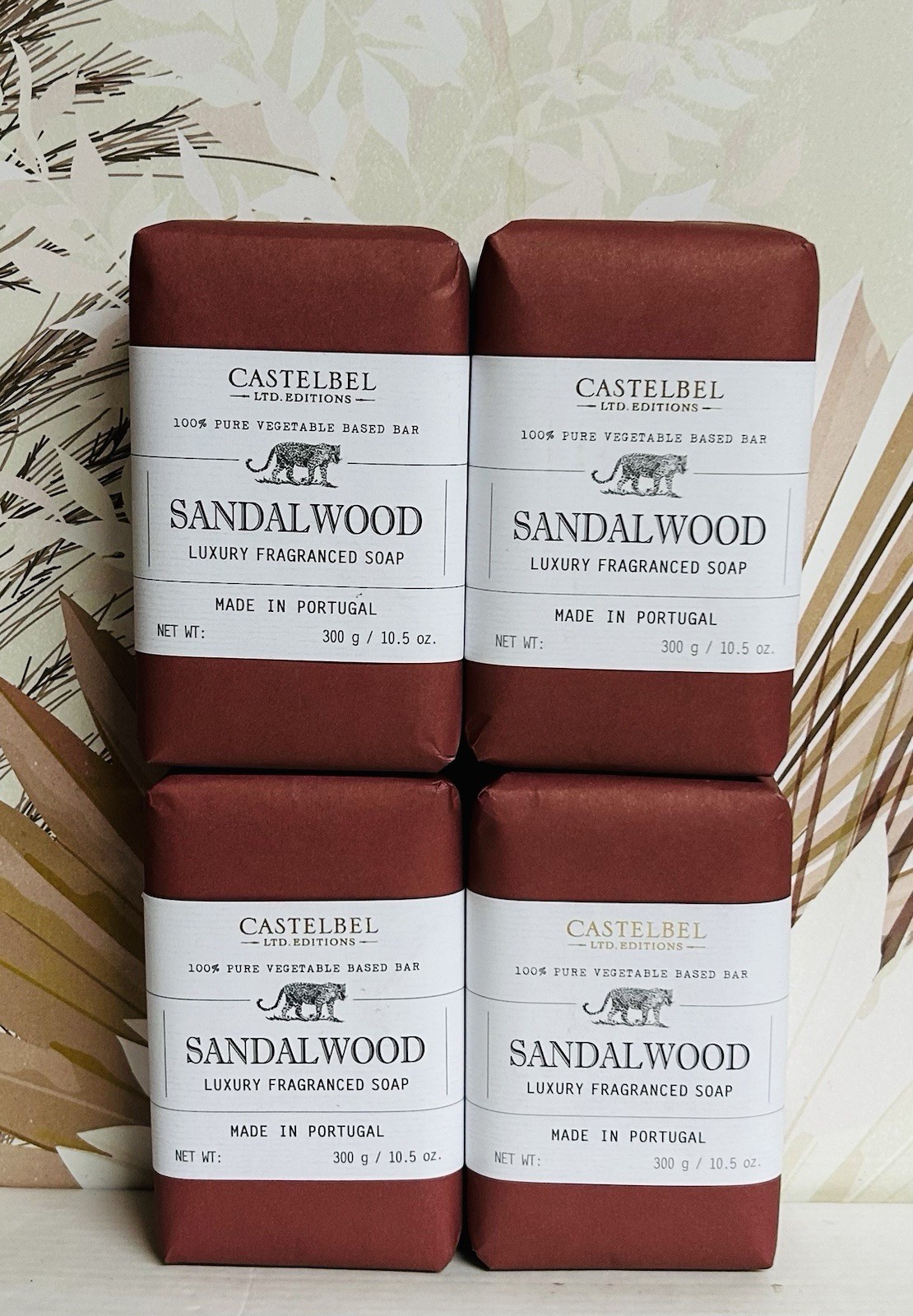 4-Pack Castelbel ~ Sandalwood Luxury Fragranced Bar Soap 10.5 oz Each