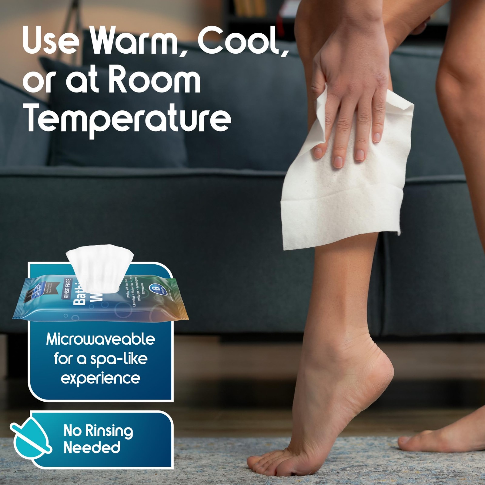 Best Thick Rinse Free Body Wipes, Extra Large Washcloths For Adults, Aloe Vera