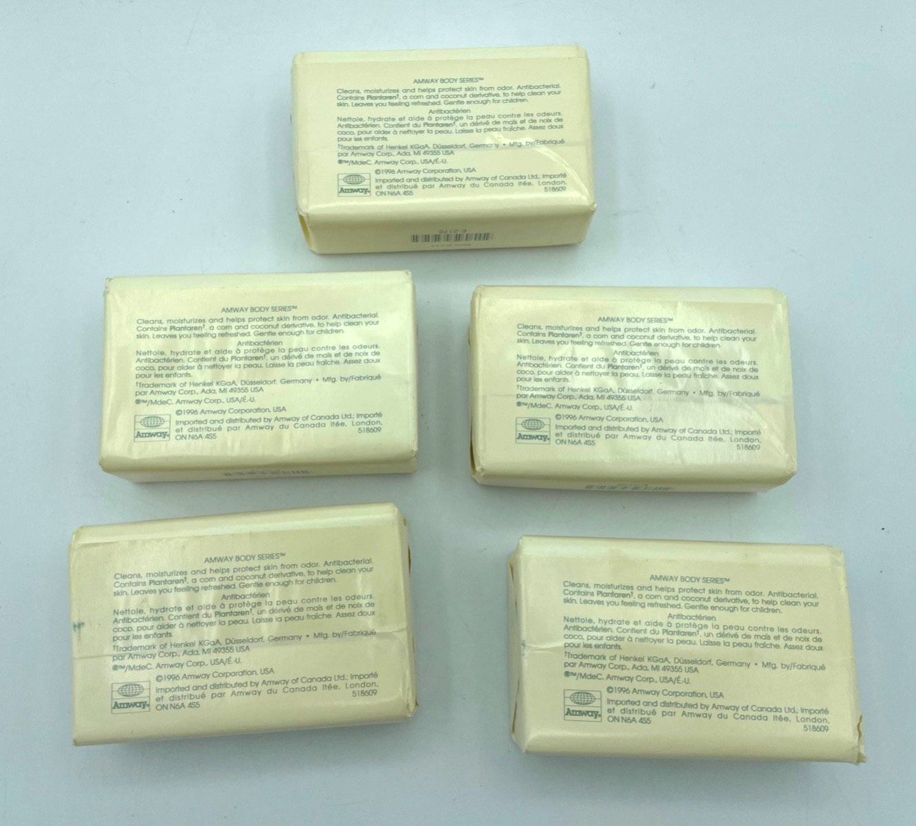 Vtg AMWAY Body Series 4 in 1 Antibacterial Bar Soap W/ Triclocarban 1% 5 Bars
