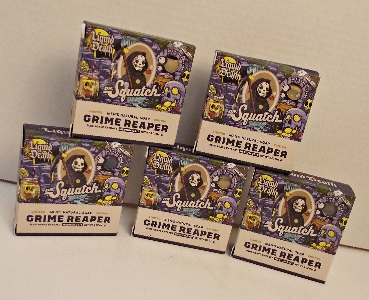 DR SQUATCH Grime Reaper Men’s Natural Soap Liquid Death 5 New Bars Ltd Ed