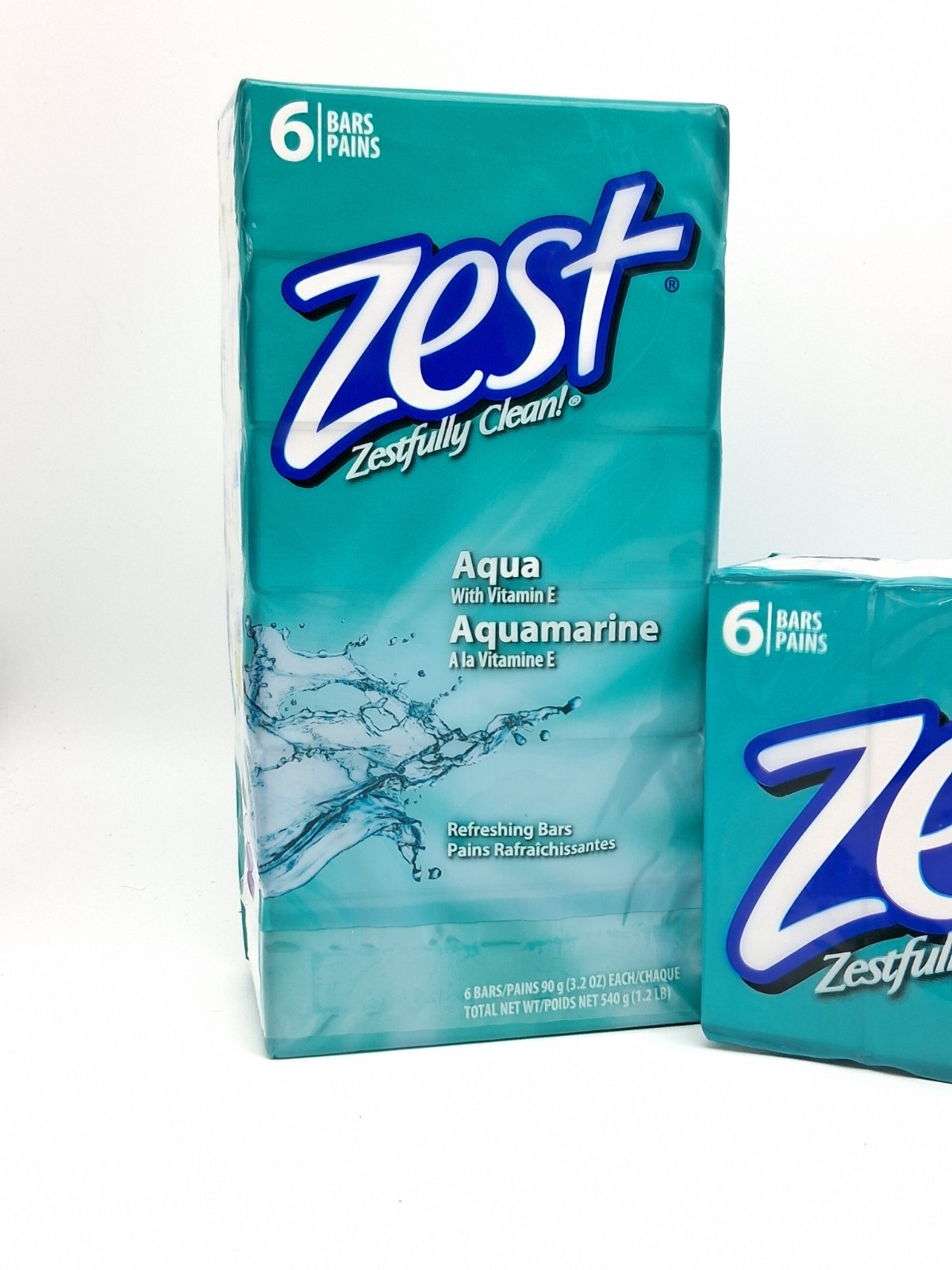 2x 6-Packs Zest Refreshing Aqua Deodorant 3.2 oz. Clean Bath Bar Soap Vitamin E