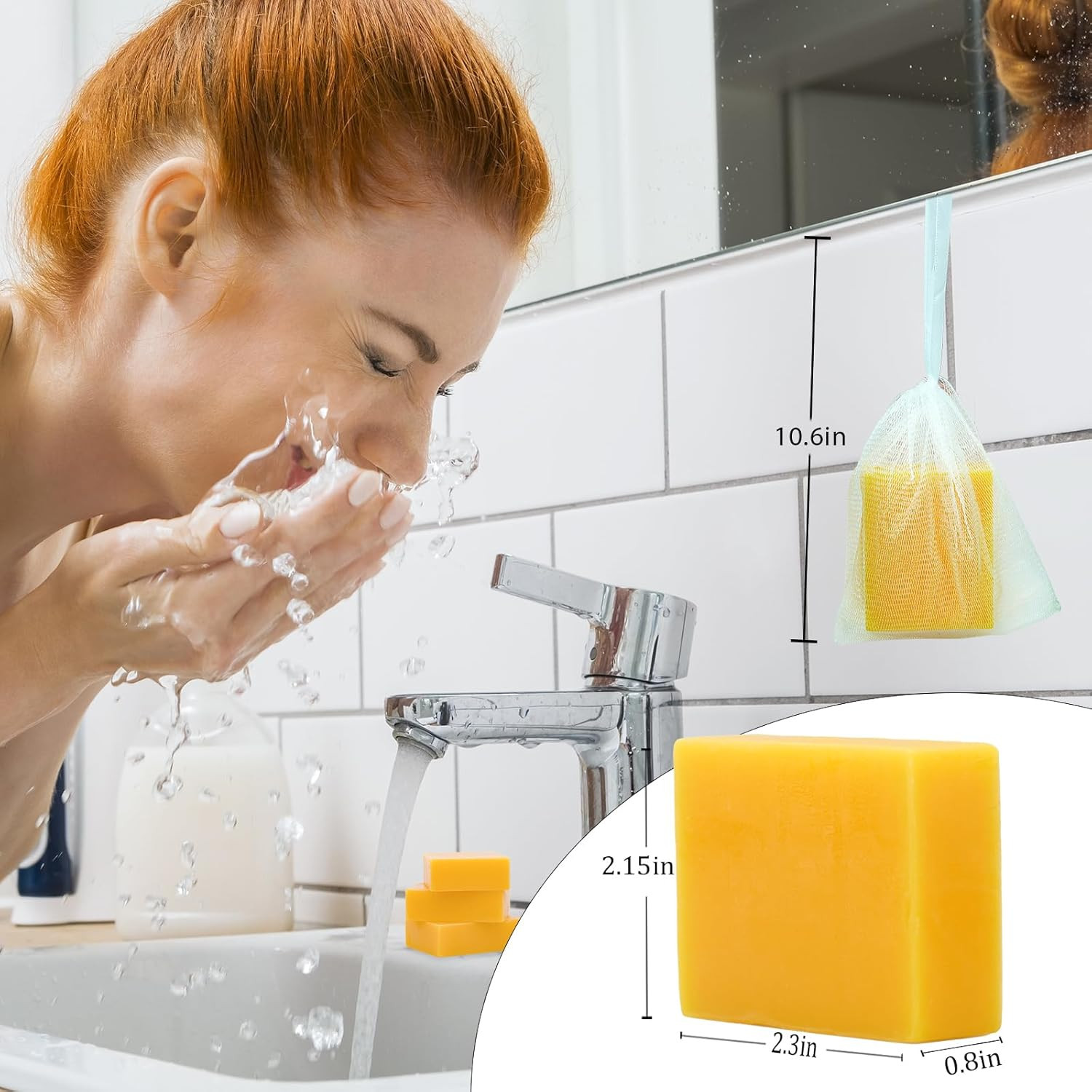 3 Pack Turmeric Soap Bar for Face & Body Cleanser, All Natural Turmeric Soap, Or