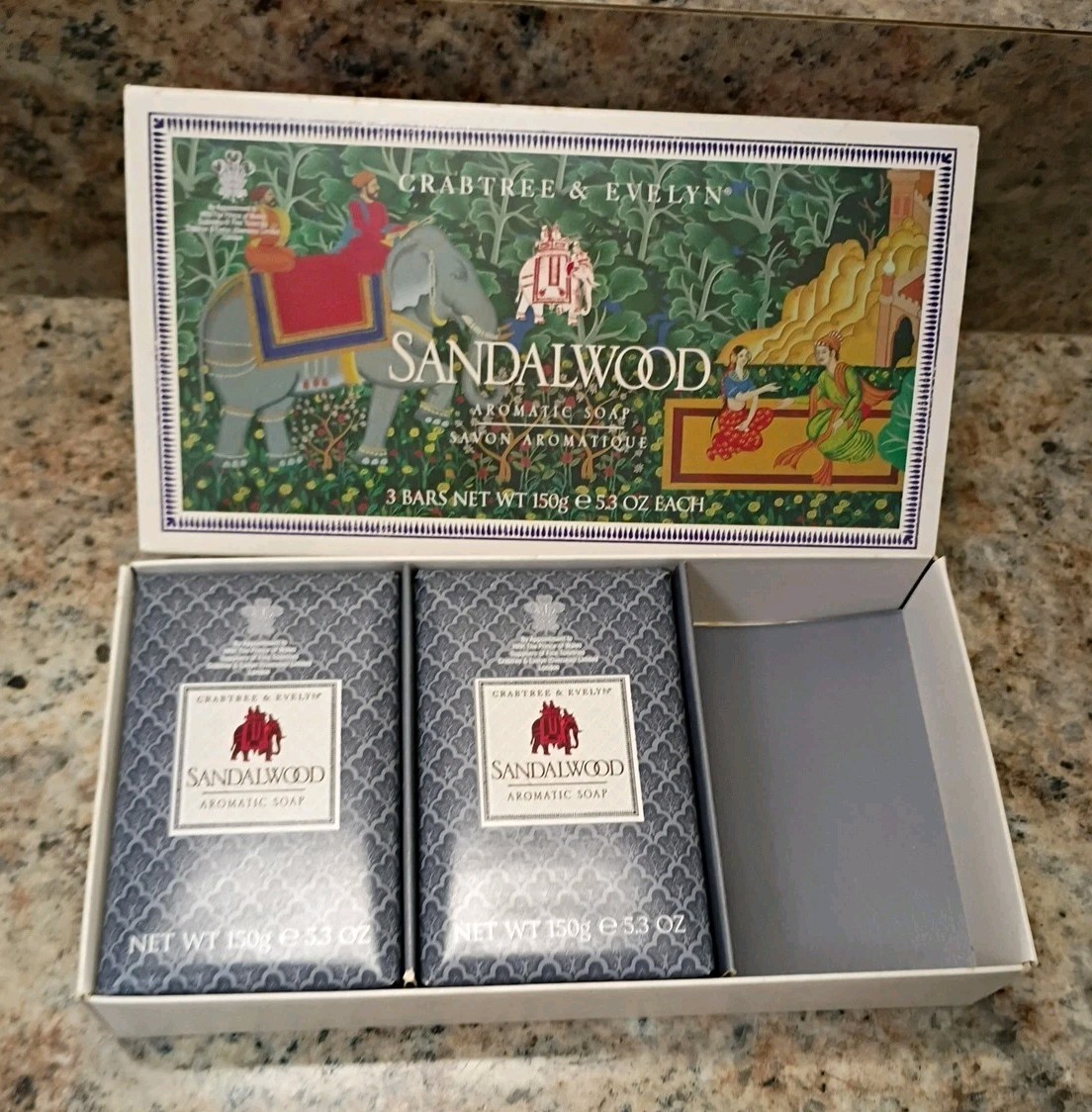 Crabtree & Evelyn For Men Sandalwood Aromatic Soap Box 2 Large 5.3 Oz Bars Rare