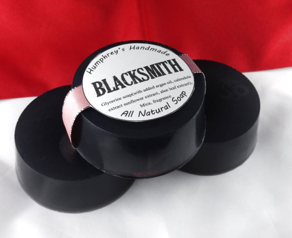 BLACKSMITH Men’s Tobacco Caramel Shave & Shampoo Glycerin Soap, Round Black Bar