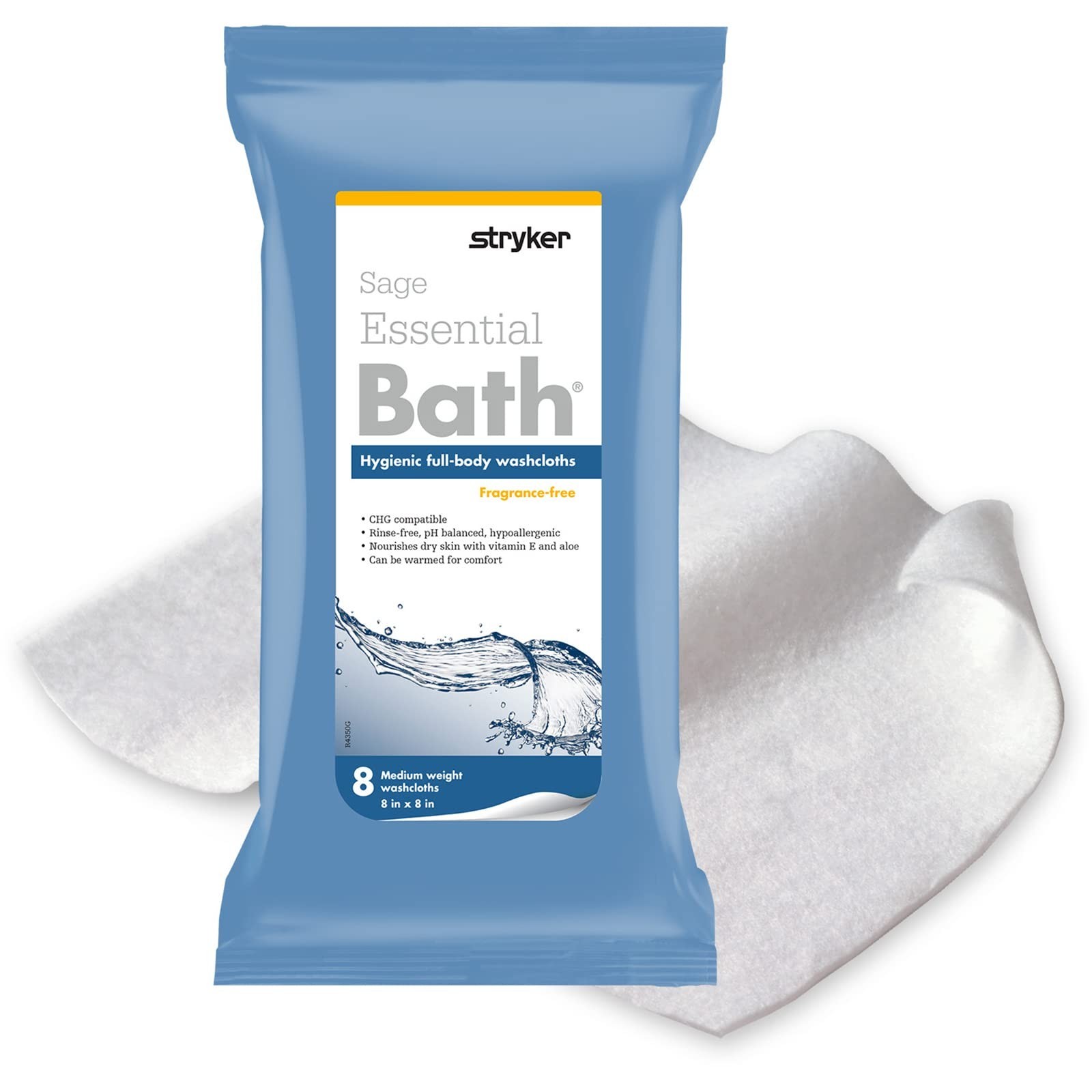 Ultra-Soft Rinse-Free Bath Cleansing Washcloths – 8 Fragrance-Free Wipes