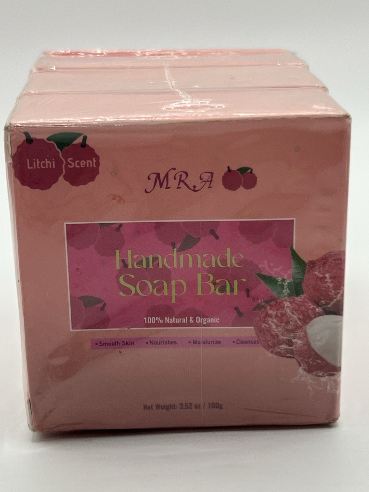 Litchi Scent Mr. A Handmade Soap Natural And Organic Three 3.52oz Bars B76