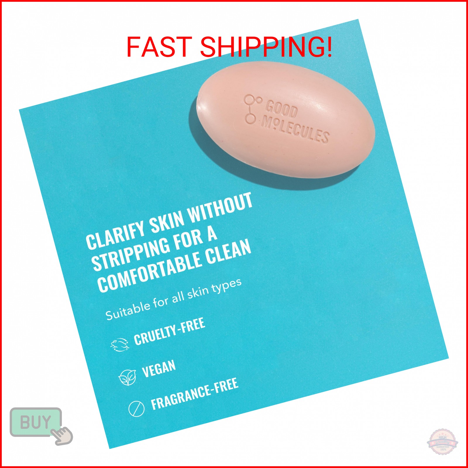 Good Molecules Clarify and Cleanse Bar – Soap Free Bar with Salicylic Acid, BHA