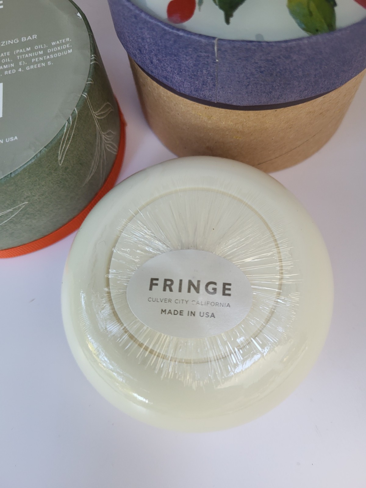 Fringe Studio Scented Soap ‘Botanica’ 5oz Bar In Glass-Topped Paper Box USA