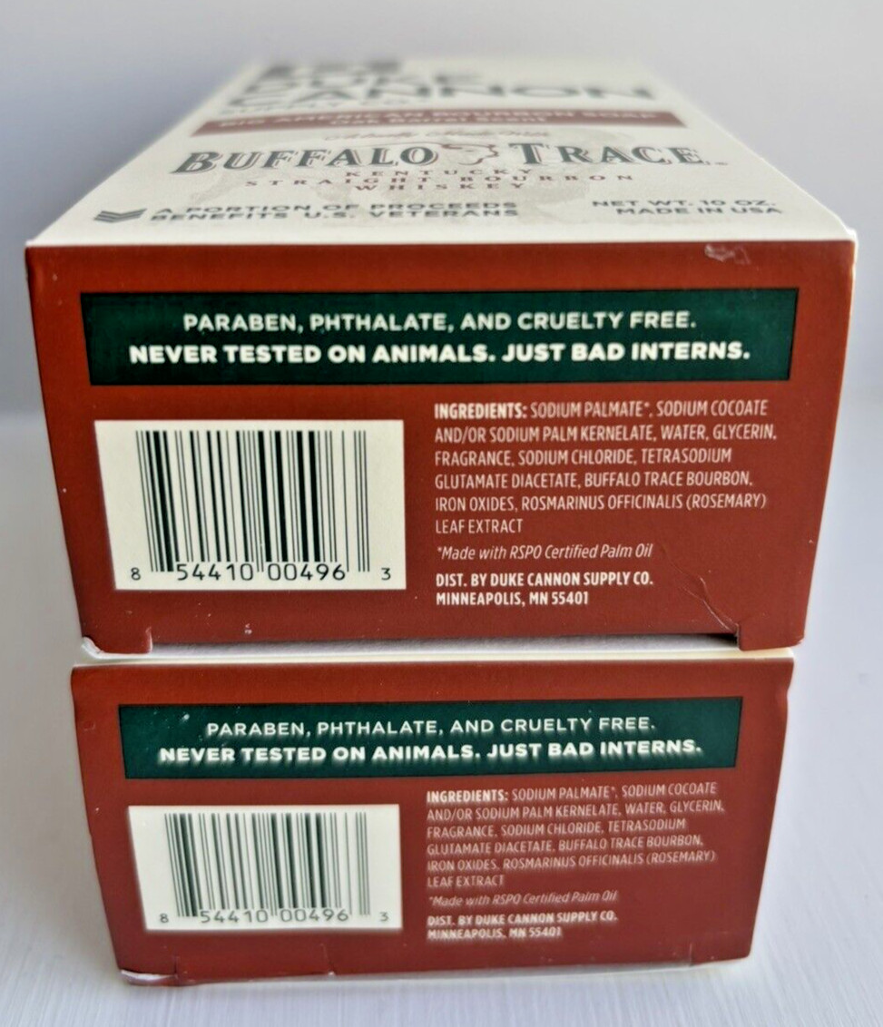 (2 LOT) Duke Cannon Bourbon Whiskey Bar Soap 10 oz Mens Oak Barrel Scent – New