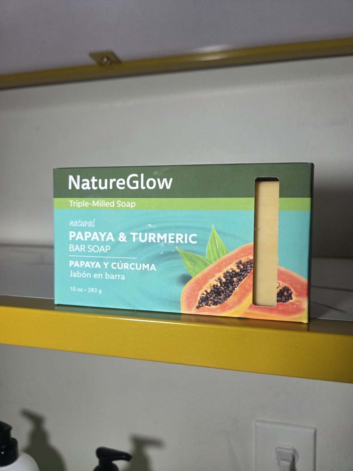 Natural Glow Turmeric And Papaya Bar Soap Triple Milled Soap Natural 10.oz.