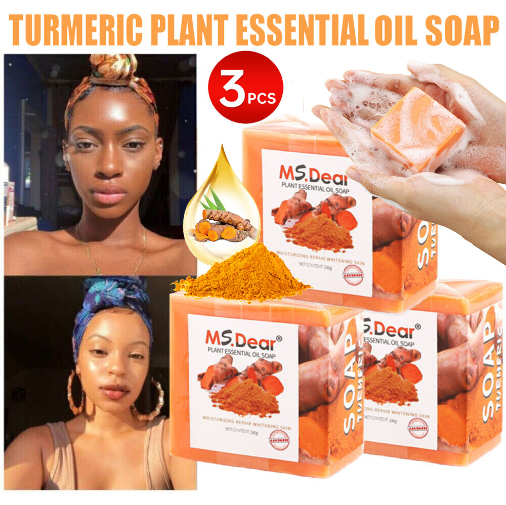 3PCS Tumeric Soap Skin Whitening Dark Spots lightening Acne Brightening Turmeric