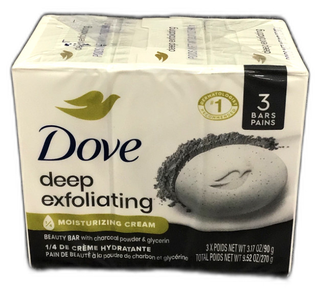 Dove Deep Exfoliating Beauty Bar Charcoal Powder 3.17oz Pack of 2 New