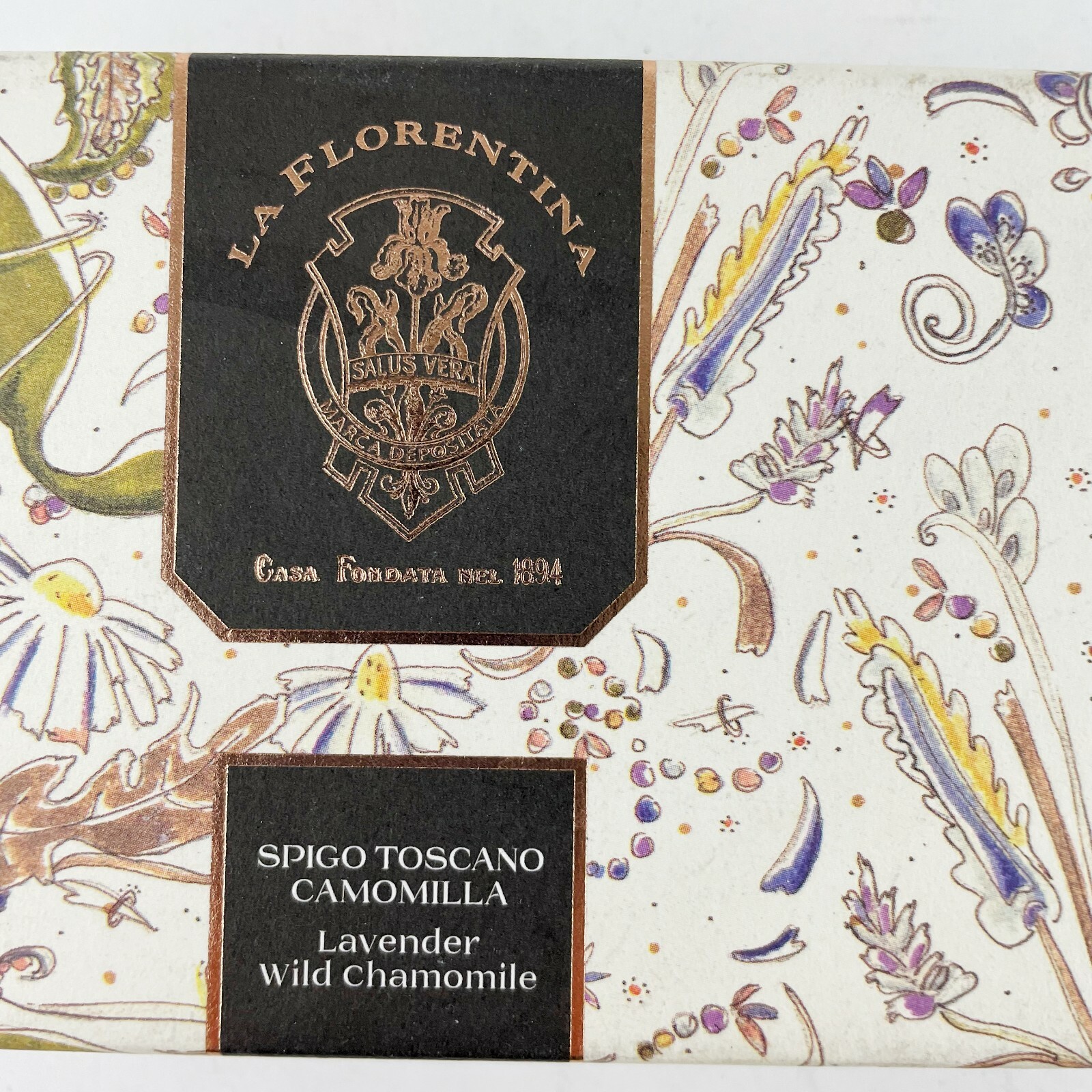La Florentina Luxury Soap Set of 3 Italy Lavender Wild Chamomile Sealed 4 oz ea