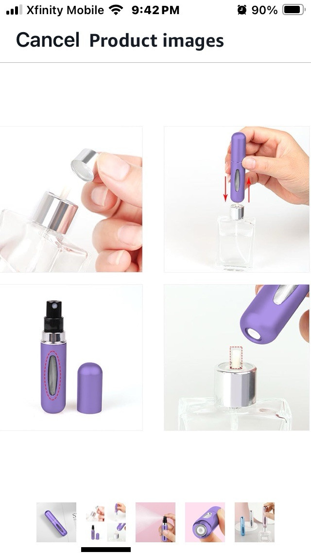 2 Travel Perfume Purse Bottle Atomizer Sanitizer Spray Refillable Pink Purple