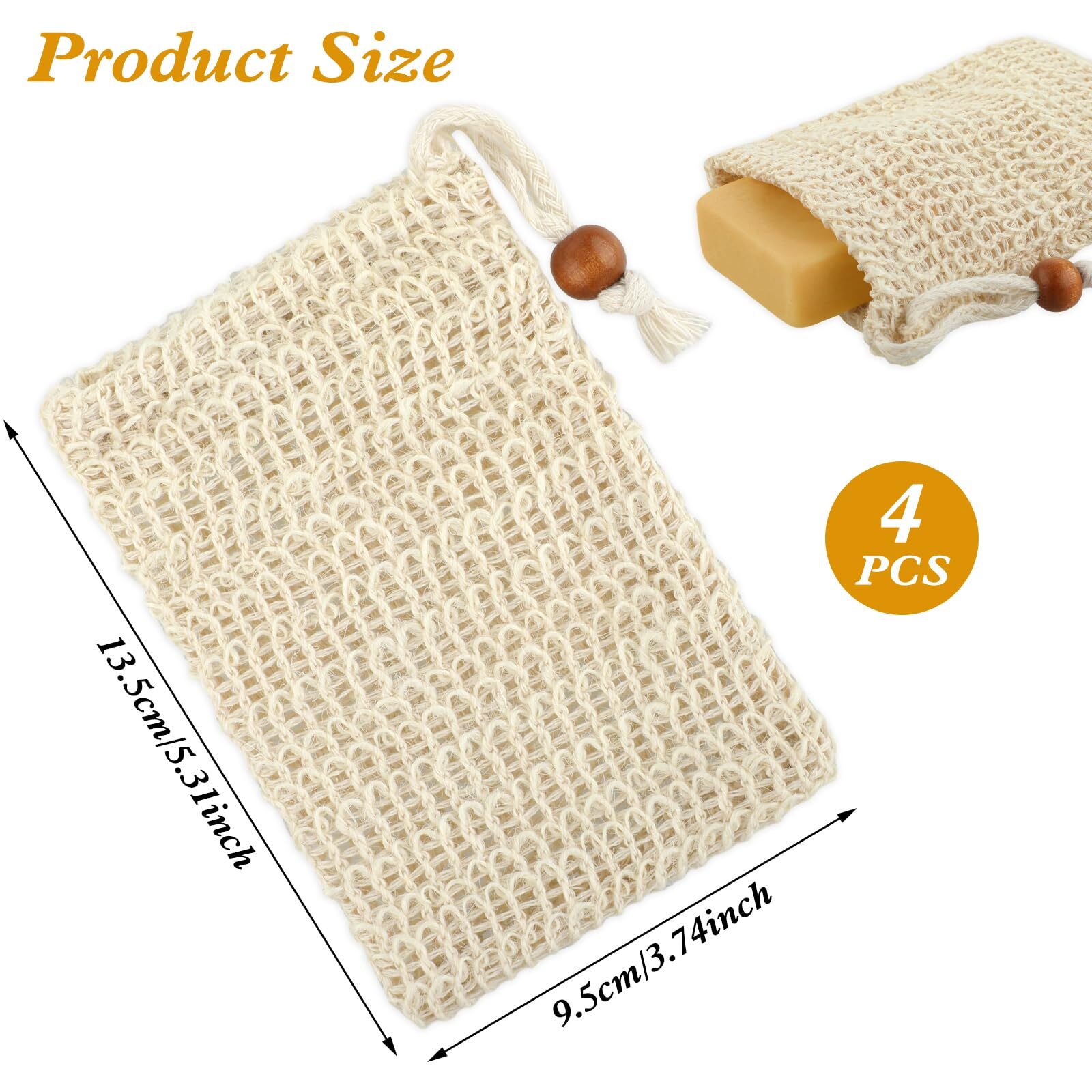4pcs Soap Bags Natural Sisal Soap Saver Bag Exfoliating Soap Pouch Soap Scrubber
