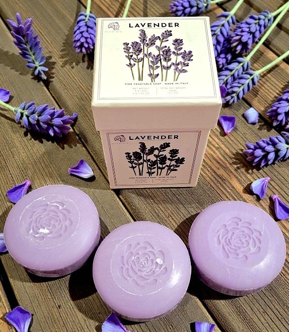 Alchimia Gift Box Set of 3 Lavender Luxury Vegetable Soap Bars, Made In Italy