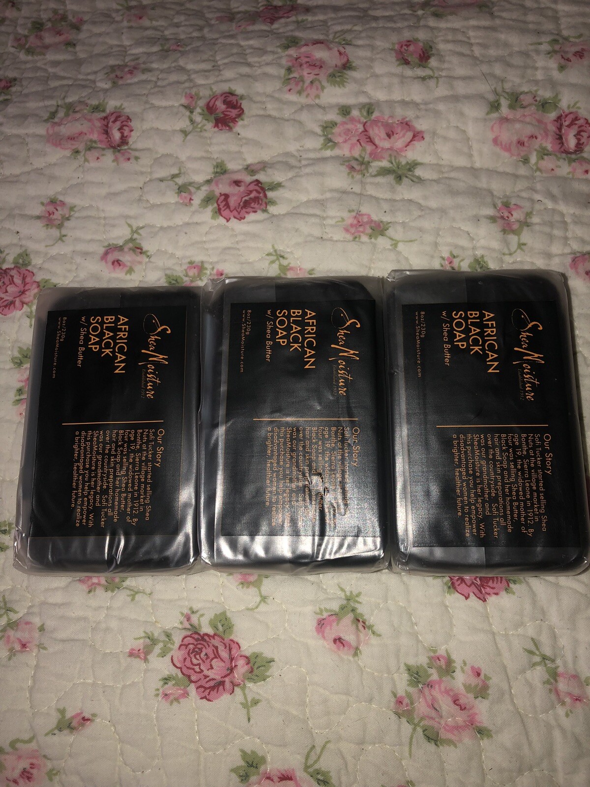 3 Shea Moisture African Black Soap with Shea Butter Free Shipping