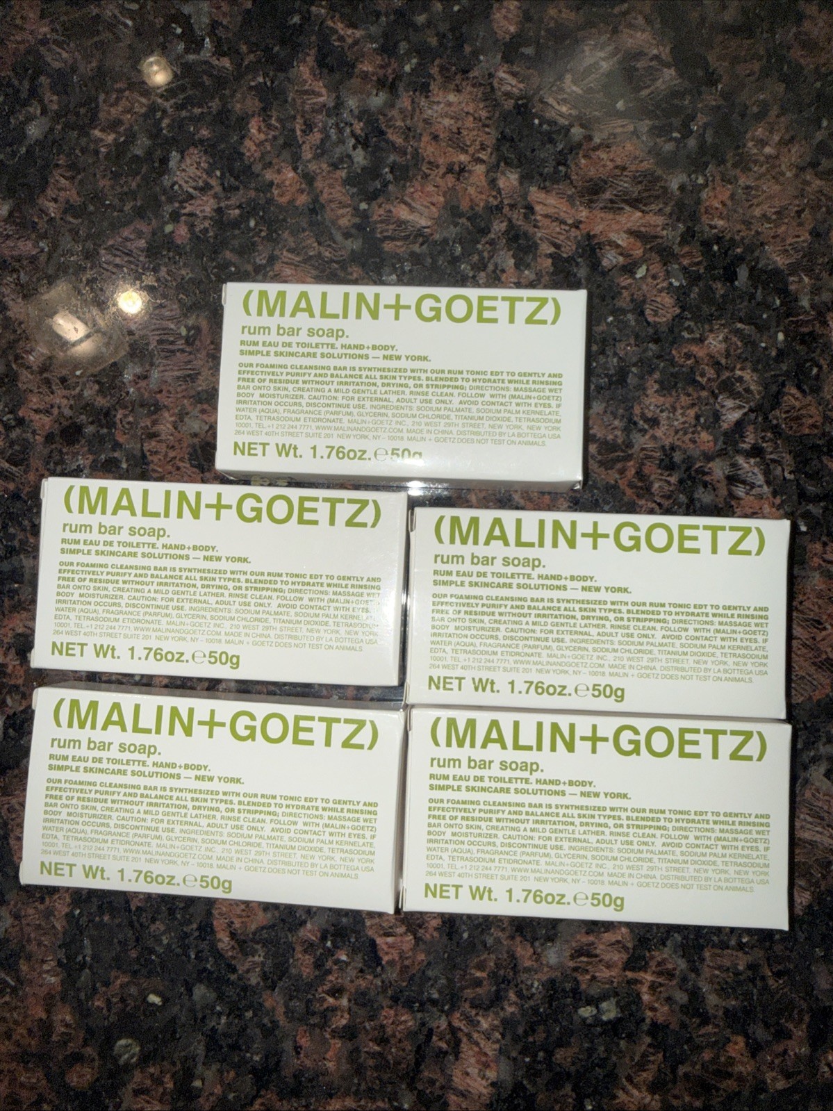 MALIN + GOETZ RUM BAR SOAP 5 Total 1.7oz/50g TRAVEL SIZE NEW IN BOX
