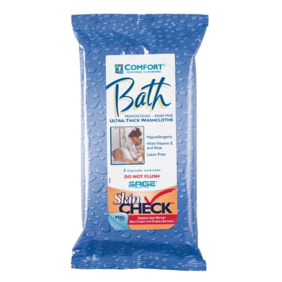 Comfort Bath Wipes, Clean Scent, 8 Count, 6 Pack (48 Total)