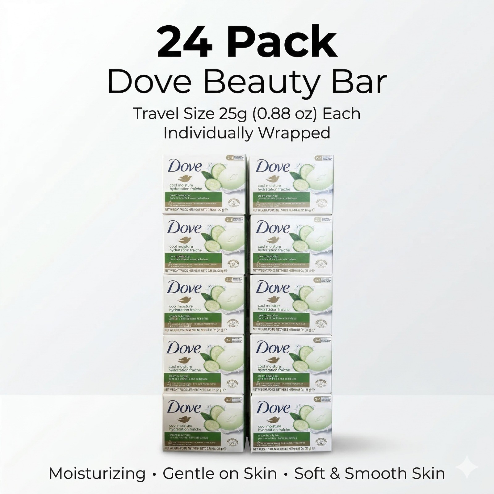 Dove Beauty Bar Travel Size Soap 24 Pack 25g Hotel Airbnb Guest Essentials Bulk
