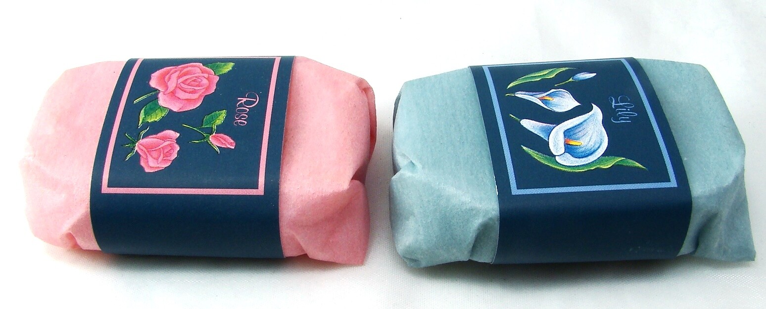 Ben Rickert 1 Rose Soap Bar & 1 Iris Soap Bar 1.5 oz@ NEW NWOB Wrapped VINTAGE