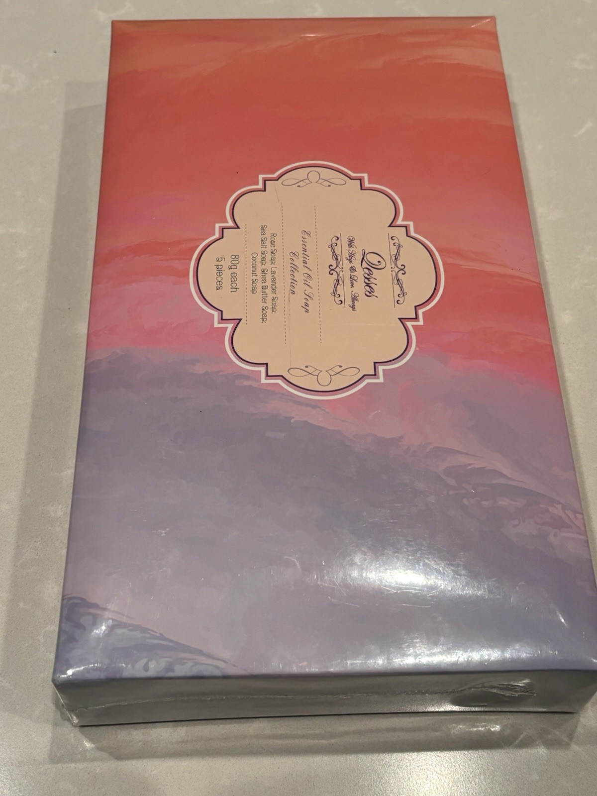 Qesses Essential Oil Soap Collection Handmade Heart Shape Set, 5 Scents, 5 x 80g