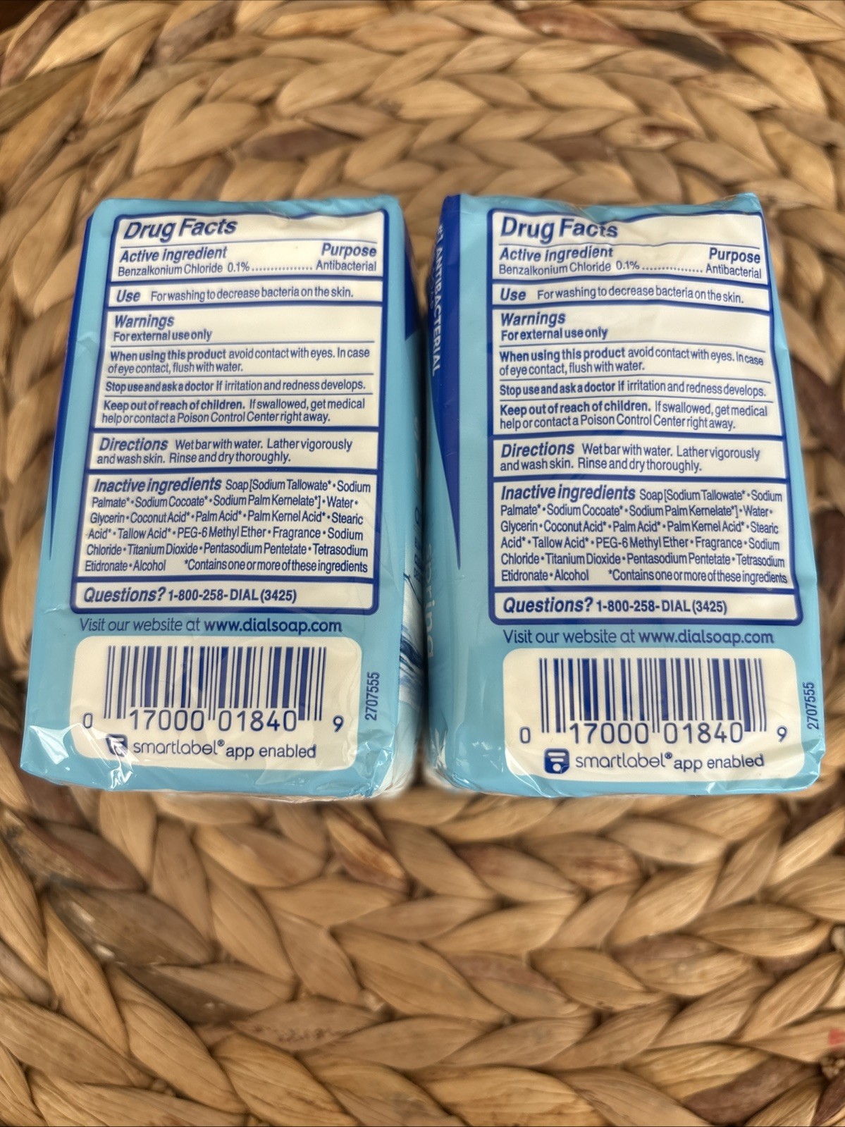 Dial Complete Spring Water Antibacterial Bar Soap Two Pack of 3;4oz Bars Sealed