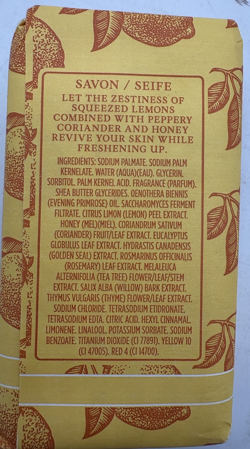 Crabtree & Evelyn Citron & Coriander Energising Bar Soap 5.5 oz Body Wash 1.7 Oz