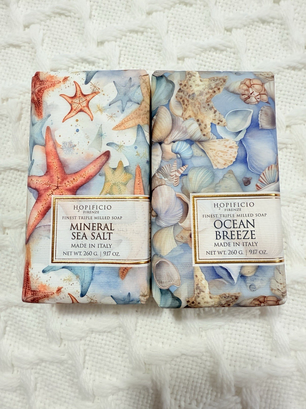 2pcs 9.17 Oz HOPIFICIO Mineral SEA SALT & Ocean Breeze Bar SOAP Triple Milled