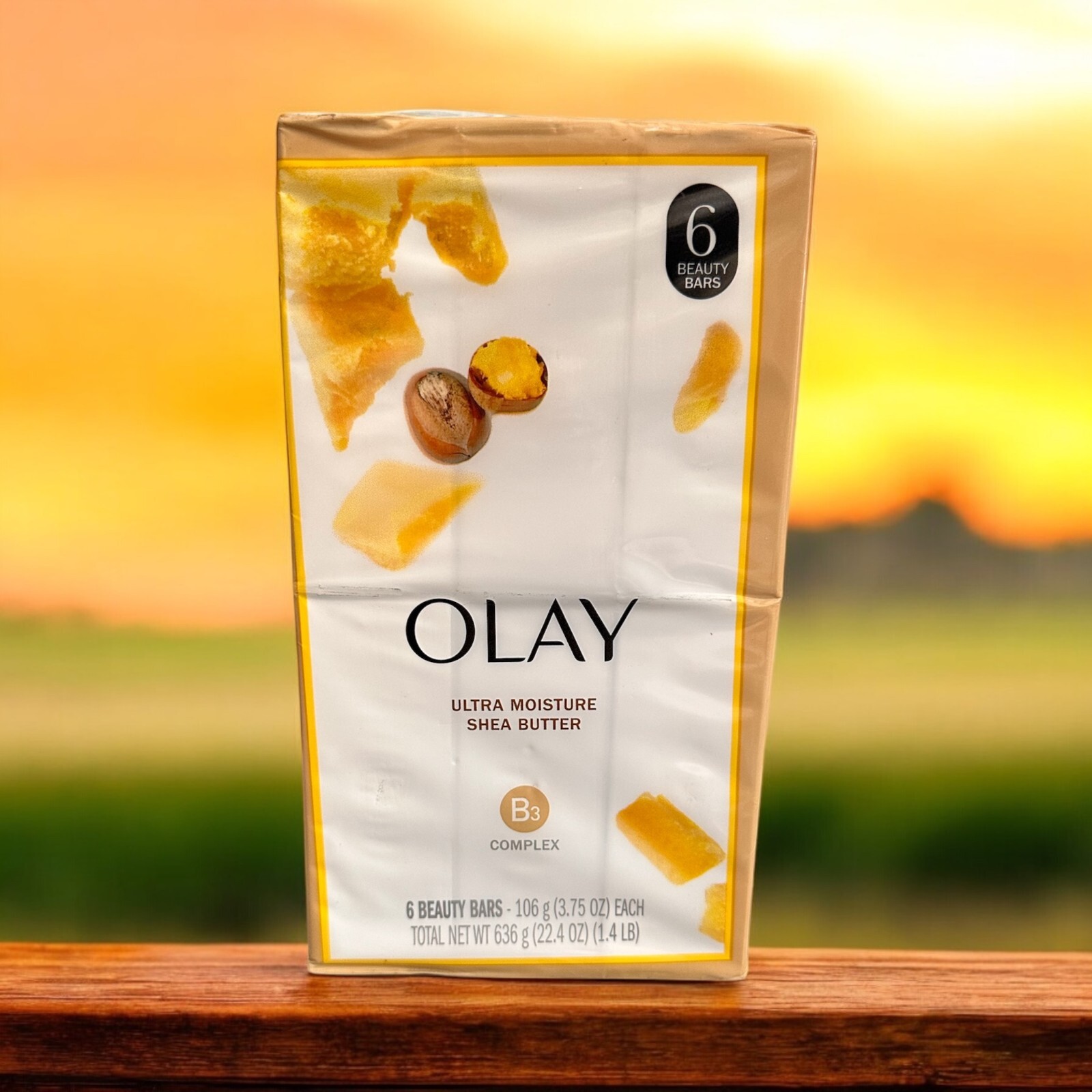 Olay Ultra Moisture Shea Butter Beauty Bar Vitamin B3 Complex, 3.75 oz, 6 Pack
