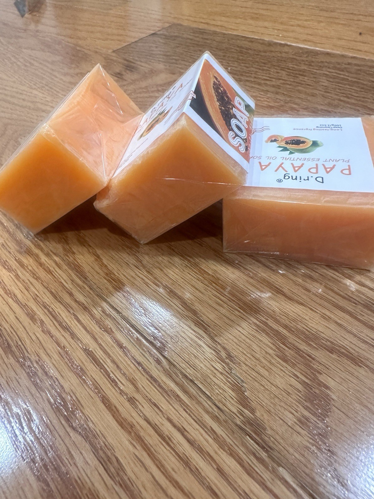 3PCS D.ring Papaya Plant Essential Oil Body Bar Soap 3.5 oz Orange Handmade