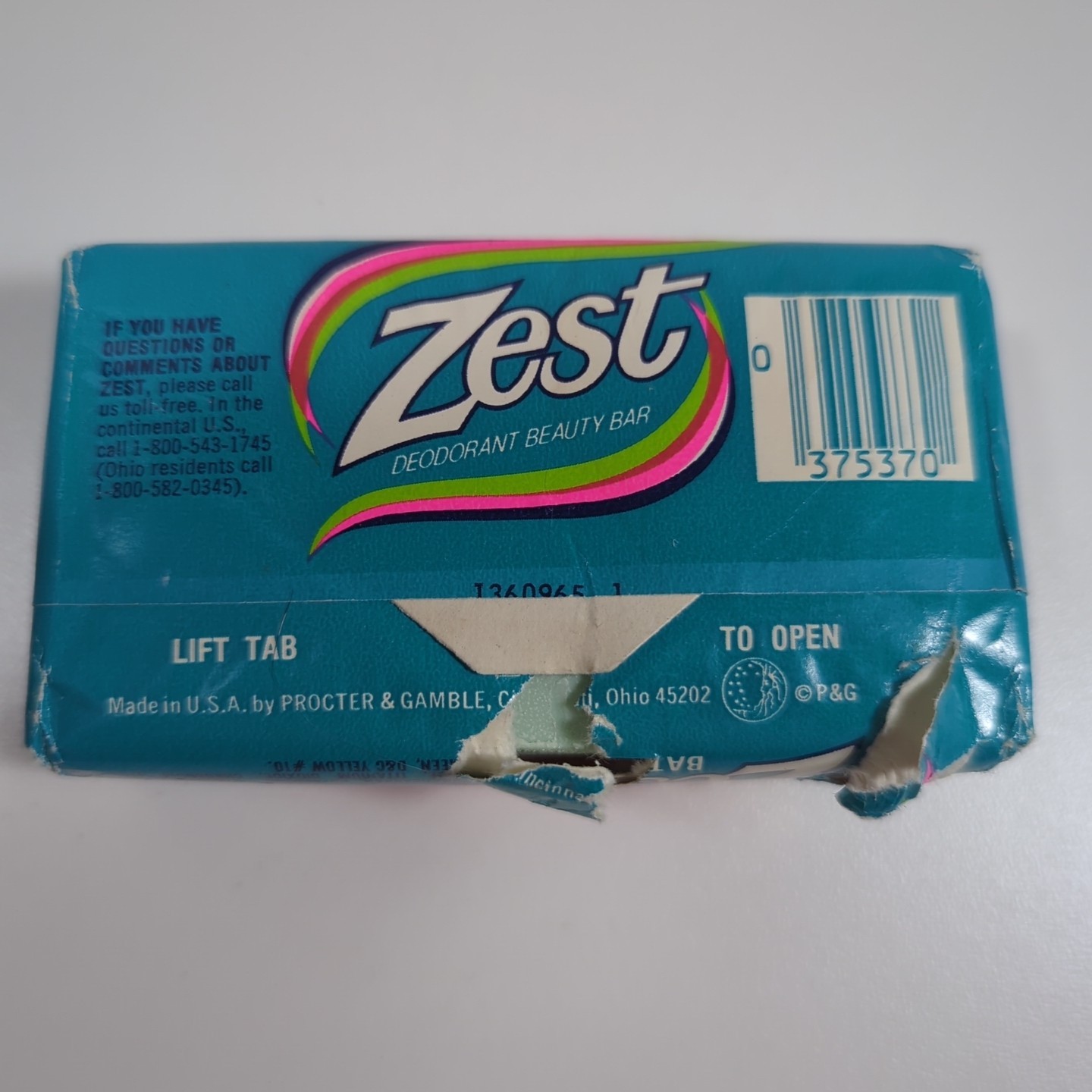 Vtg Zest Deodorant Bar Soap 5 1/2 Oz Sealed Flaw Prop 80s? USA