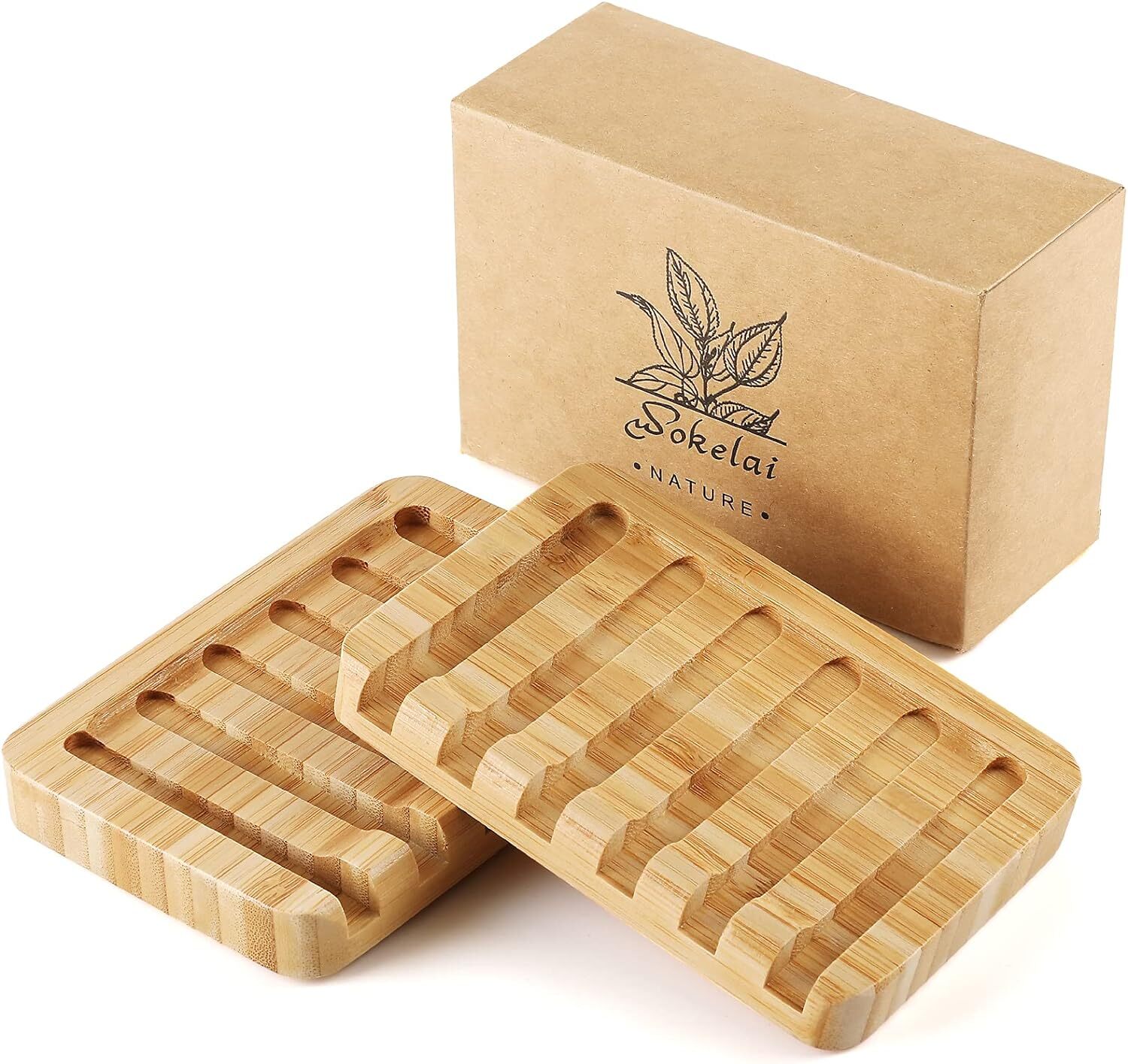 Soporte De Jabon De Bambu Drenaje Natural Soporte De Jabon 2 Pcs
