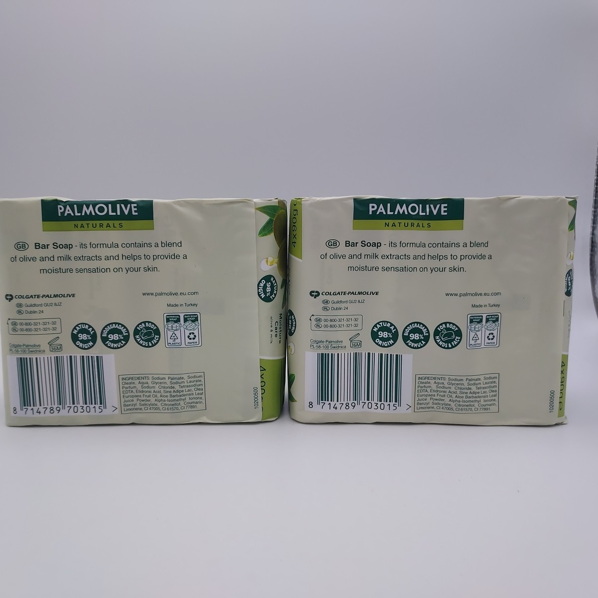 LOT OF 2 Palmolive Naturals Moisture Care Aloe and Olive Bar Soap 4 bars each