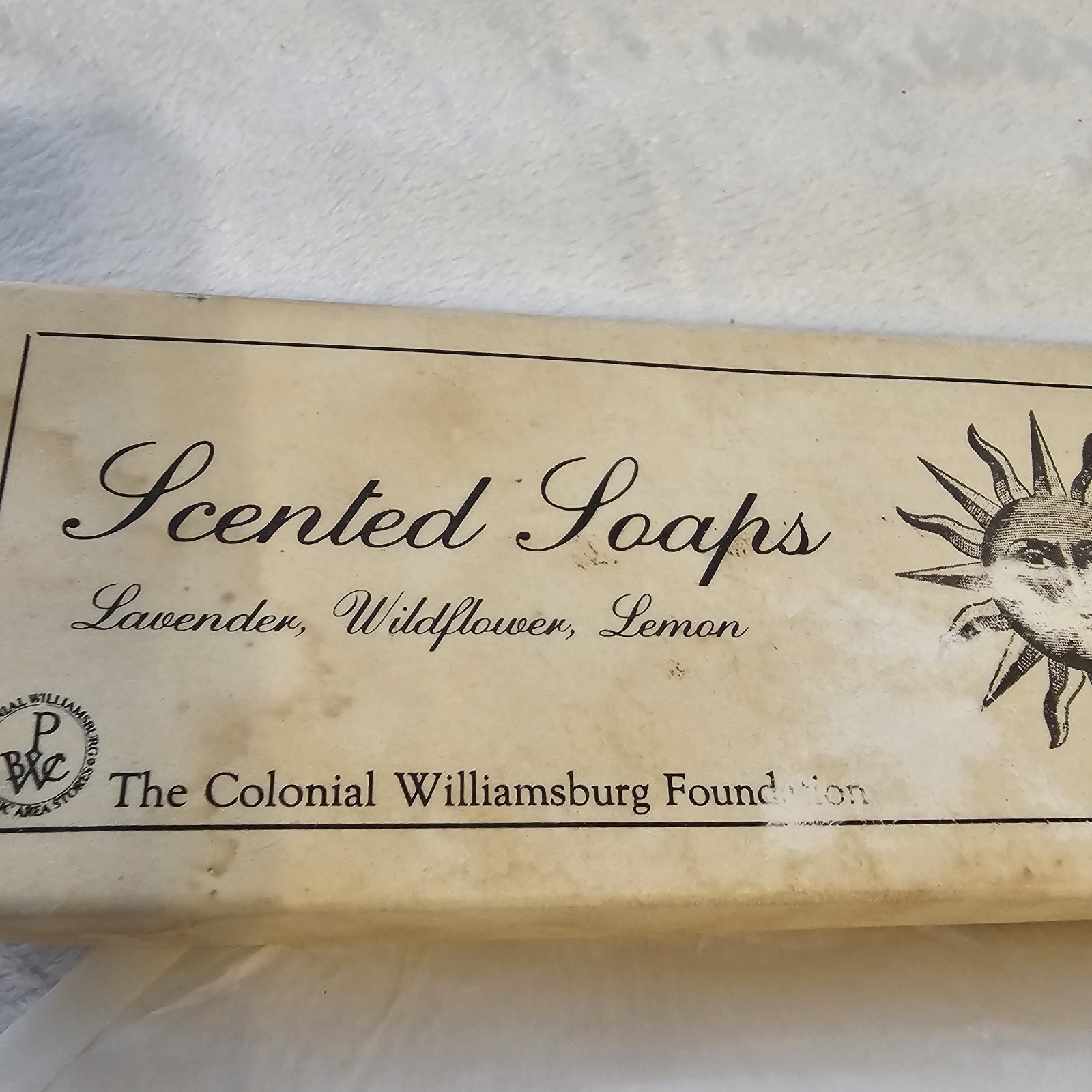 Colonial Williamsburg Foundation 3 Scented Soaps Lavender Wildflower Lemon. NOS.