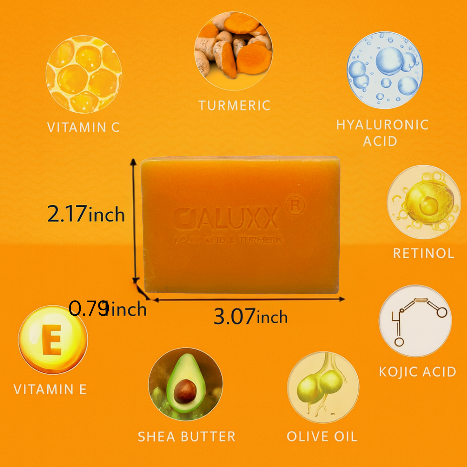 OALUXX Kojic Acid and Turmeric Soap Bar, Nourishing Face & Body Cleanser 3.5oz