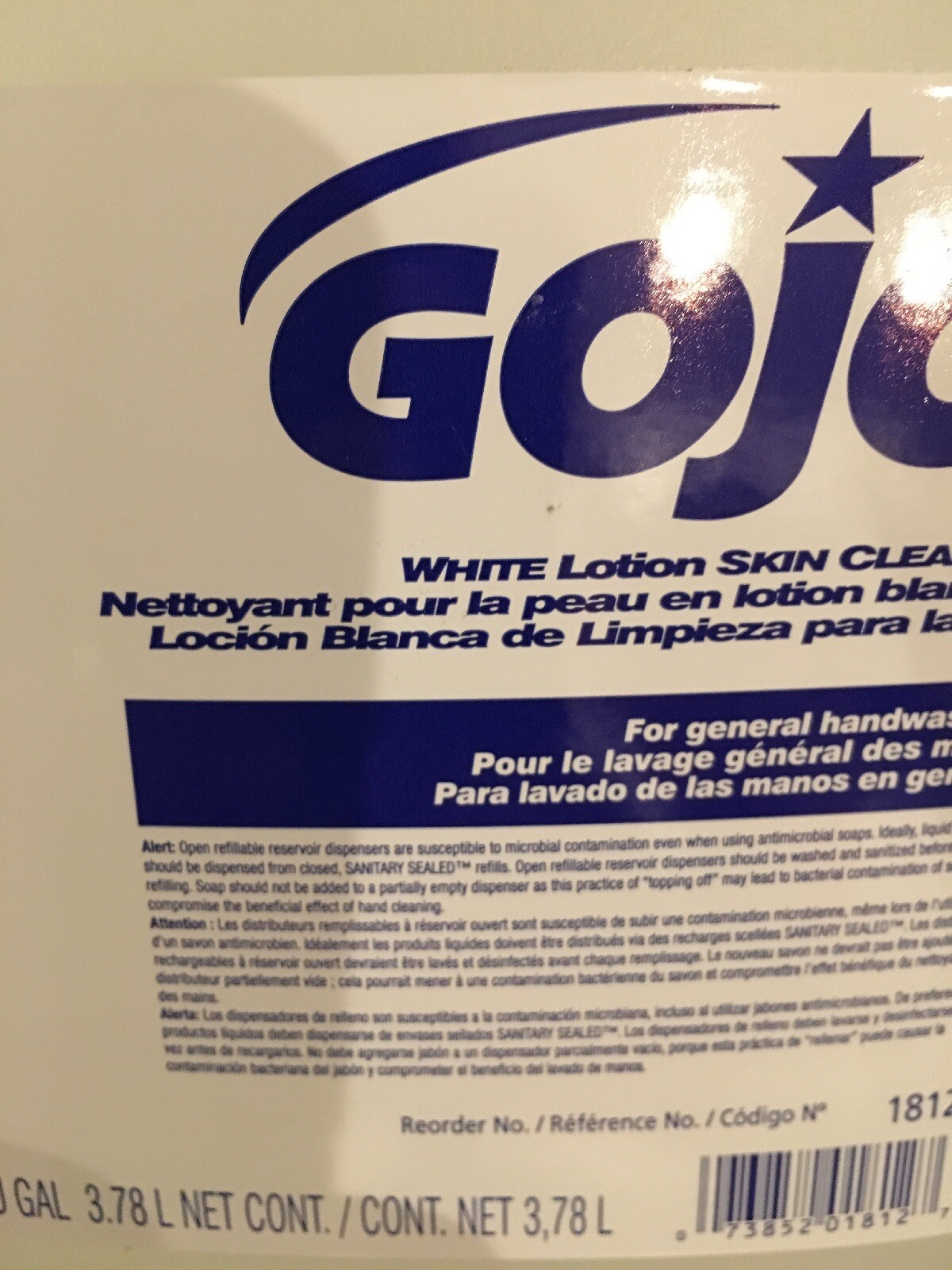 Case of 4 gallons Gojo White Lotion Skin Cleanser 1812 exp 07/202 Lot 4 gals NEW