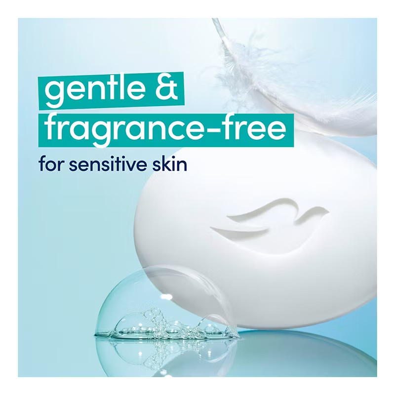 Dove Beauty Bar Soap Sensitive, Fragrance‑Free & Hypoallergenic, 16 Ct./3.75 oz