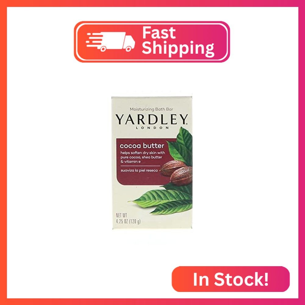 Yardley London Pure Cocoa Butter & Vitamin E Bar Soap, 4.25 Ounces /120 G (Pack