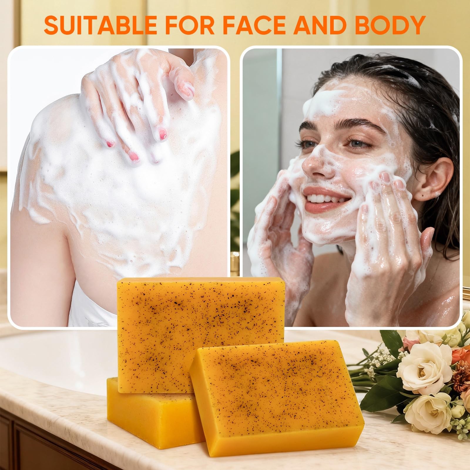 3 Packs Turmeric Soap Bar for Face & Body Cleanser, 1.18 Ounce (Pack of 3)