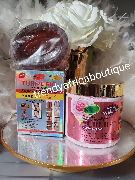 Veetgold Super Whitening Face & Body Scrub plus Turmeric Soap. Body Corrector 👌