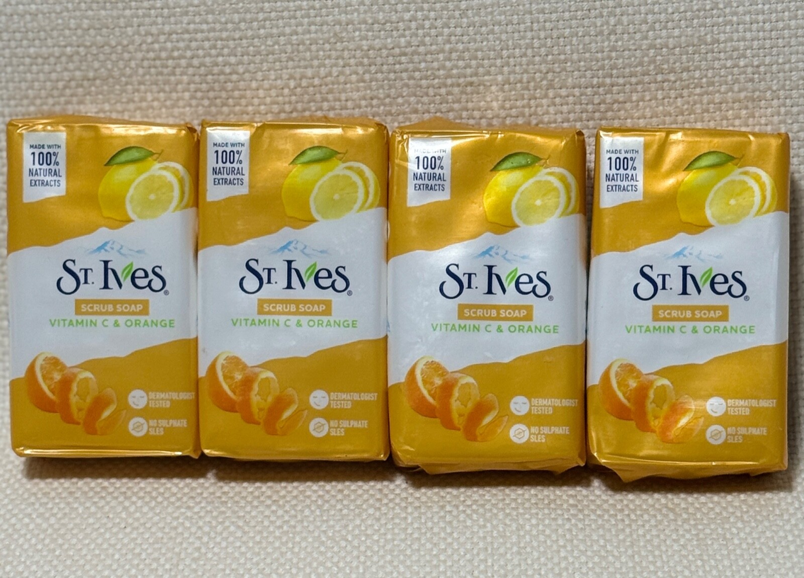 St. Ives Exfoliating Scrub Soap Vitamin C And Orange 4 Bars – 100g each New