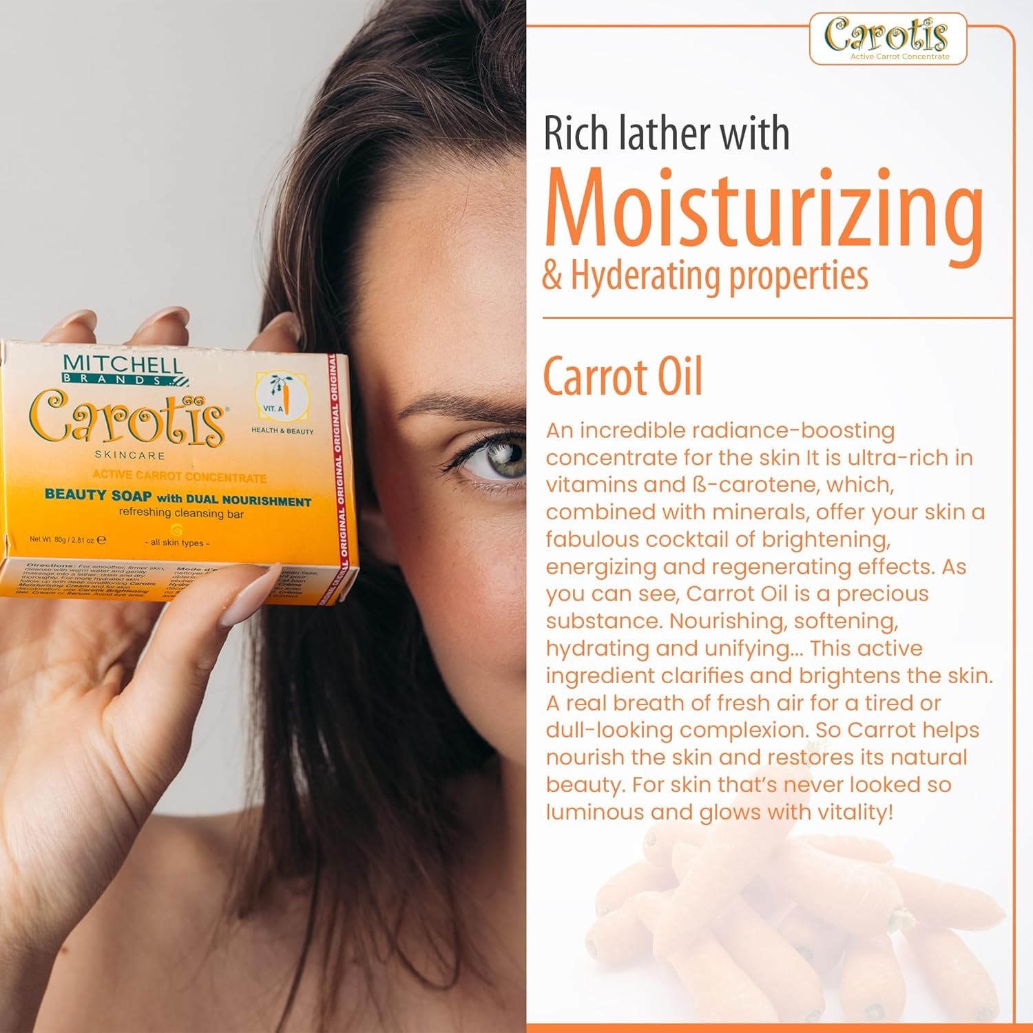 CAROTÏS Beauty Soap 80gr – Formulated to Clean and Refresh Skin, pack of 3