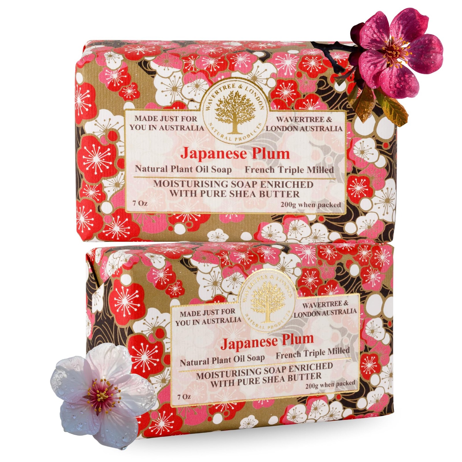 Japanese Plum Scented Natural Soap (2 Bars), 7oz Moisturizing French Triple M…