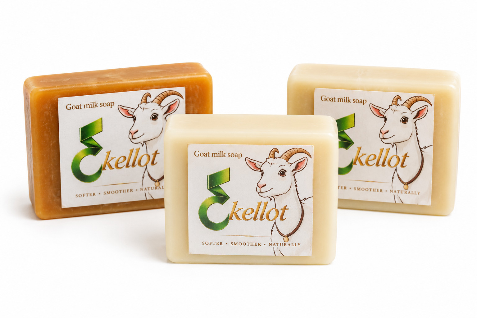 EKELLOT Handmade Goat Milk Soap 3-Pack | Free Shipping | Natural Bath Soap | 100