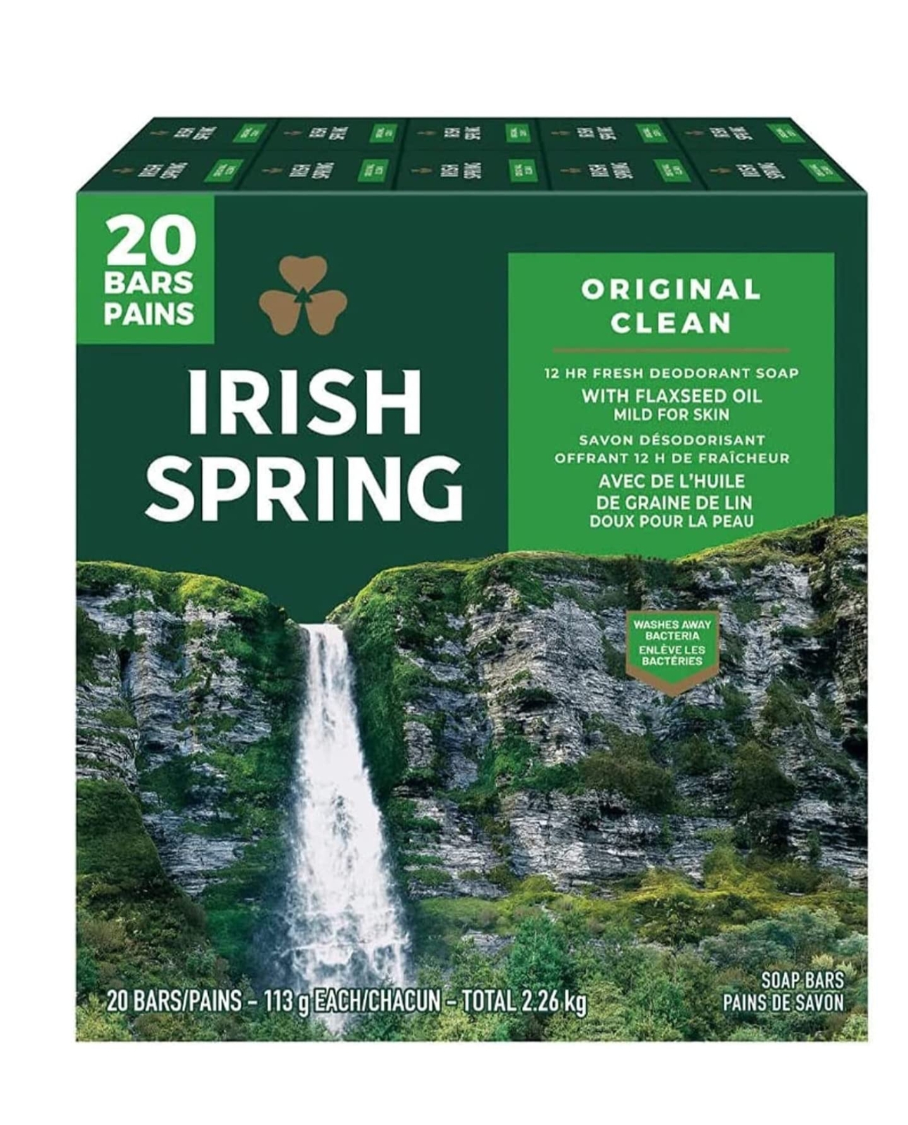 Large 20 Bar Irish Spring 12hr Fresh Deodorant Body Soap 4.5oz Original Clean