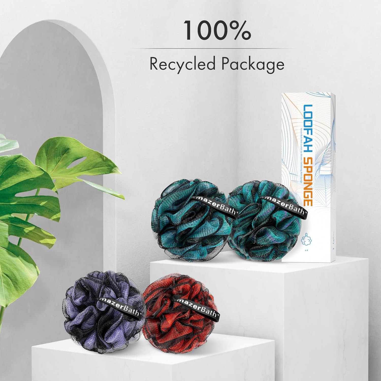 AmazerBath Charcoal 1 Count (Pack of 4), Blue, Green, Purple & Red