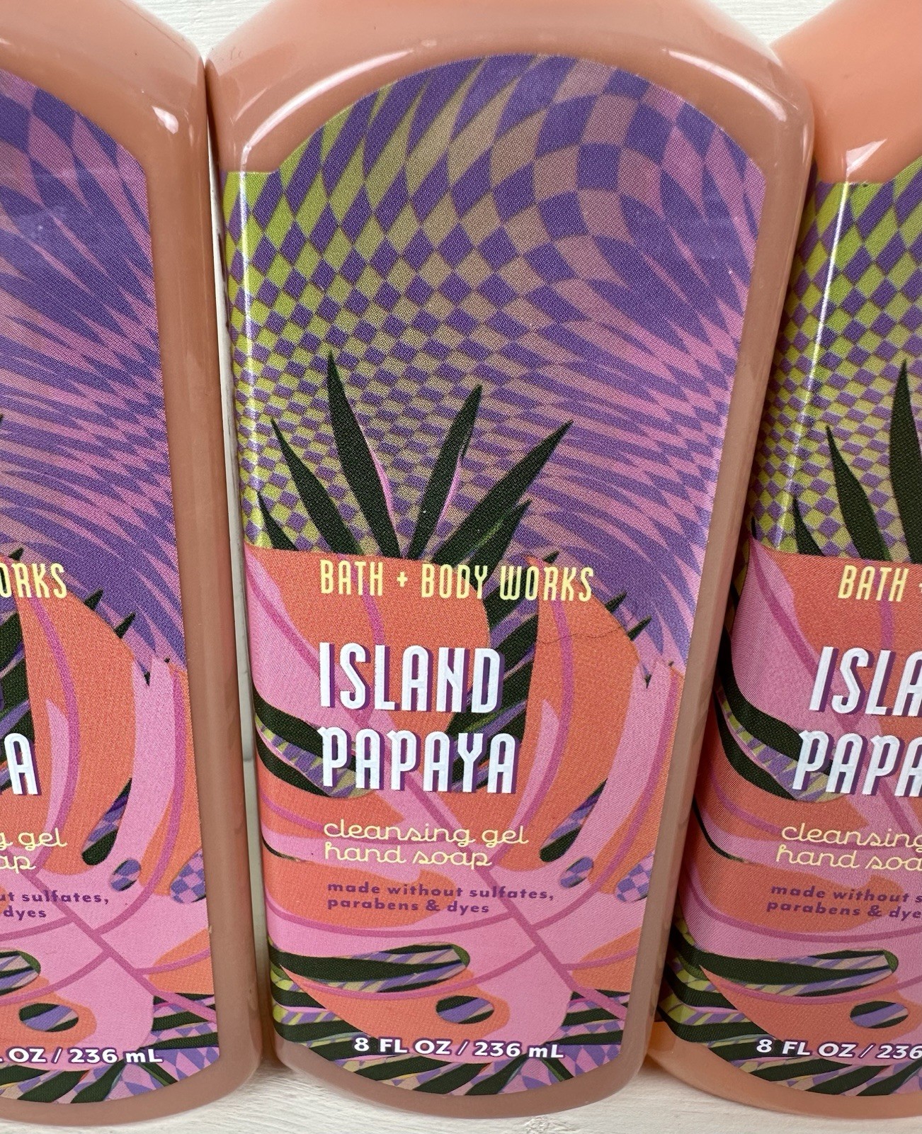Bath & Body Works ISLAND PAPAYA Cleansing Gel Hand Soap 3 Pack NEW!
