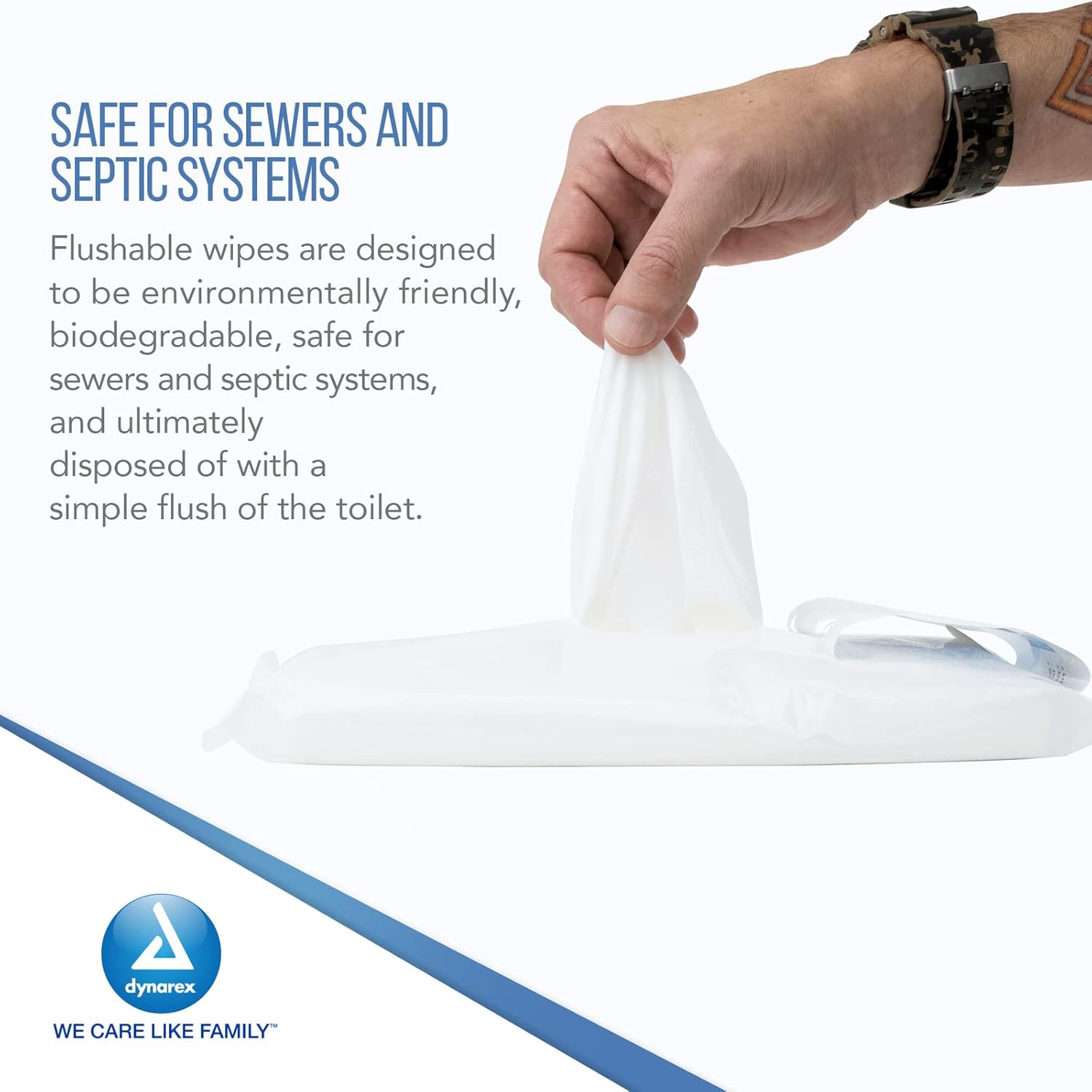 Dynacare Flushable Wipes, Wet Bathroom Hygiene Wipes for Adults, Alcohol Free, S