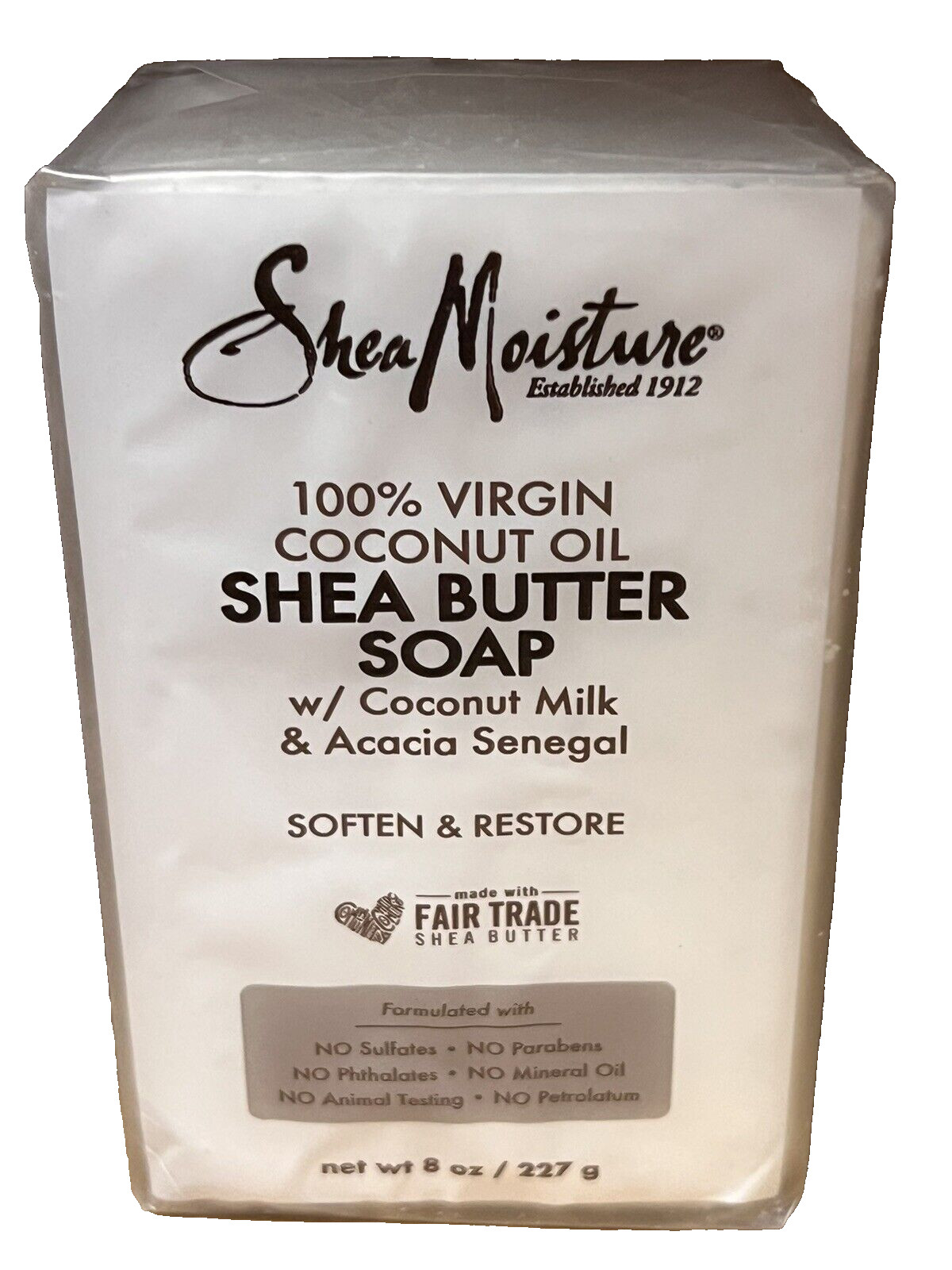 Shea Moisture 100% Virgin Coconut Oil Shea Butter Soap Net Wt. 8 oz. (1 Bar)